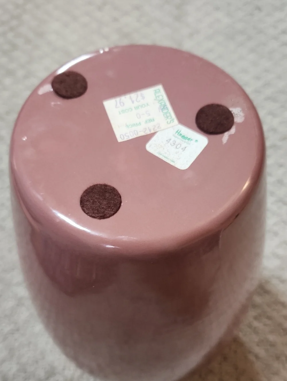 Haeger Vintage 80s Large Ceramic Vase in Dusty Rose Mauve